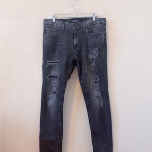Express Distressed Gray Slim Jeans for Men
